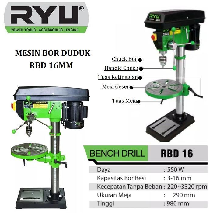 RBD 16 RYU BOR DUDUK 16MM LISTRIK ELECTRIC BENCH DRILL PRESS 16 MM RBD16