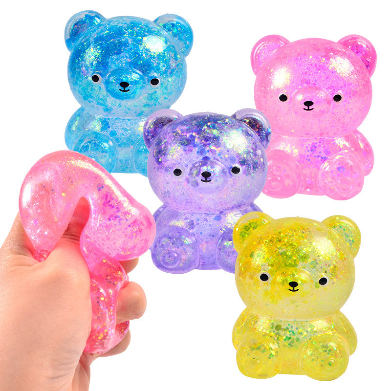 Bear Squishy Glitter Gummy Bear Small Cute Animal Anti Stress Fidget Splat Decompressions Vent