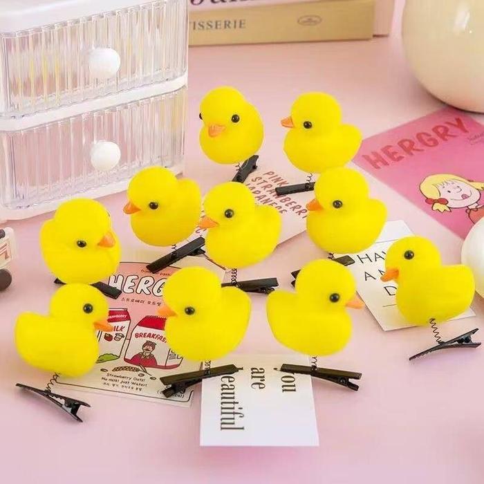 TI - JEPITAN RAMBUT BENTUK BEBEK PITA TOPI BUNGA ANAK PEREMPUAN LUCU / JEPIT BEBEK AKSESORIS