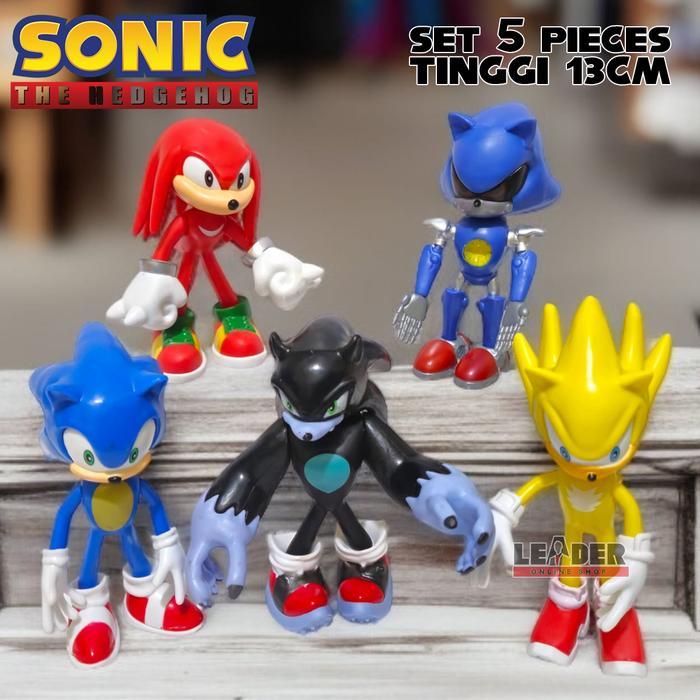 ( FREE KERTAS KADO ) SONIC THE HEDGEHOG ACTION FIGURE SET 5 Pcs 13cm WEREHOG KNUCKLES MILES METAL