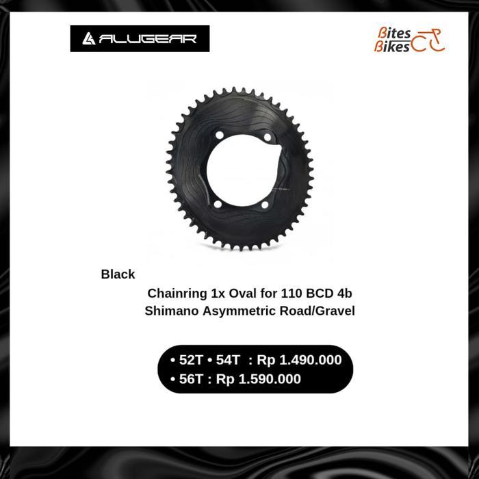 Alugear Chainring 1x Oval for 110 BCD 4b Shimano Asymmetric