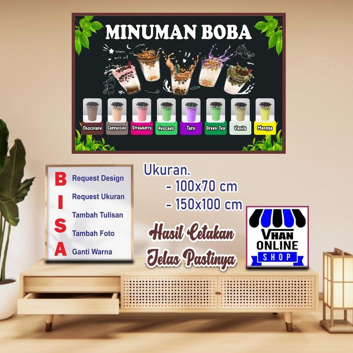 Cetak Spanduk Banner Boba Varian Rasa Design Warna Hitam