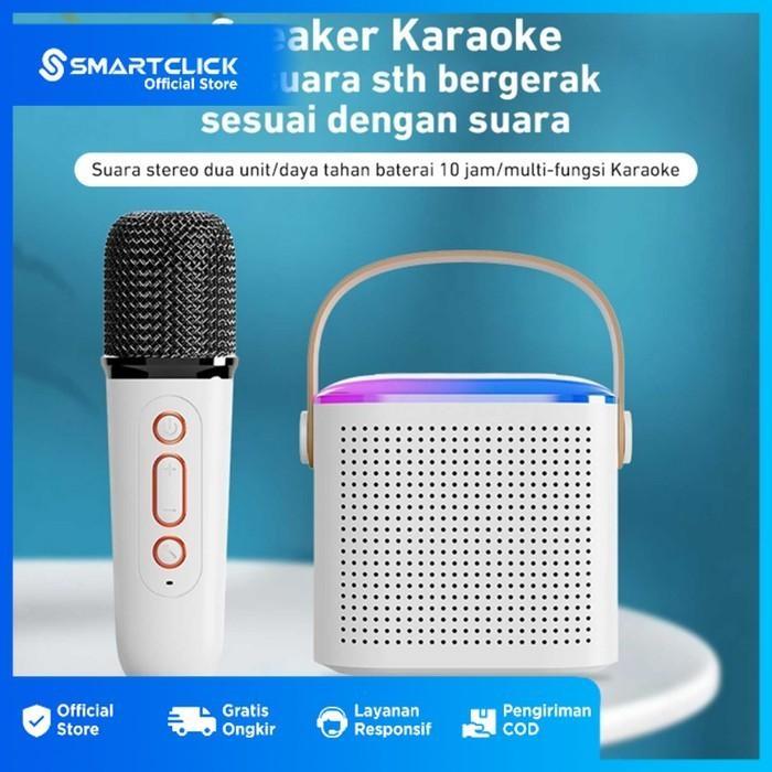 Salon Mini Karaoke 2 Mic Wireless LED Light Portable High Quality Speaker Bluetooth Listrik