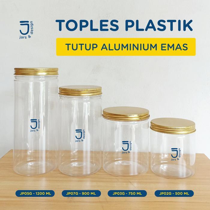 Toples Plastik Tutup Aluminium Emas / Toples Kue Kering Bahan Plastik