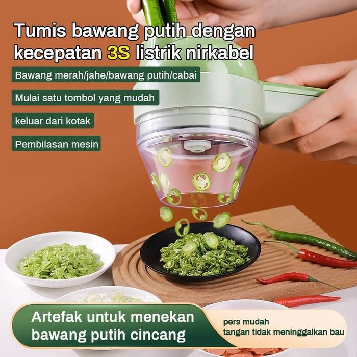 UPUPIN Food Chopper 4 in 1 Alat Pemotong Sayuran Elektrik Blender Pemotong Kentang Pemotong Bawang