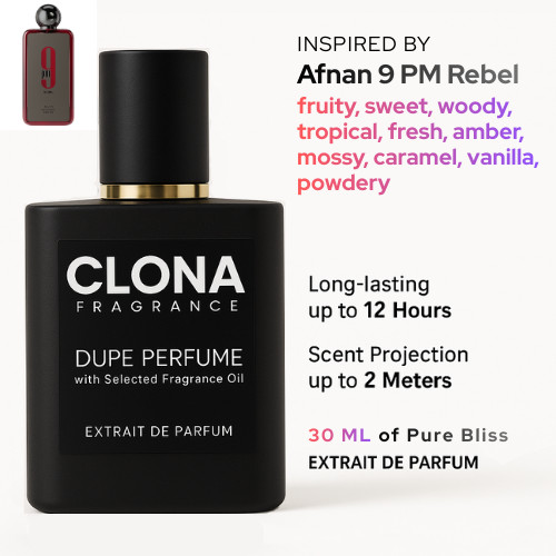 Extrait Parfum Unisex Afnan 9 PM Rebel - Clona Fragrance || The Dupe Inspired Perfume