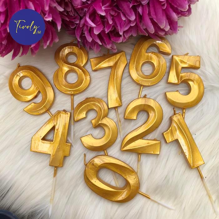 Lilin Ulang Tahun Lilin ANGKA Gold BESAR Lilin Chrome Gold BESAR