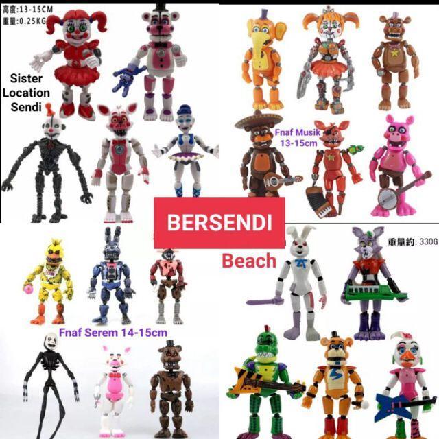 Figure fnaf full altikurasi freddy five nights 6pc topper kue game fnaf figur mainan security breach