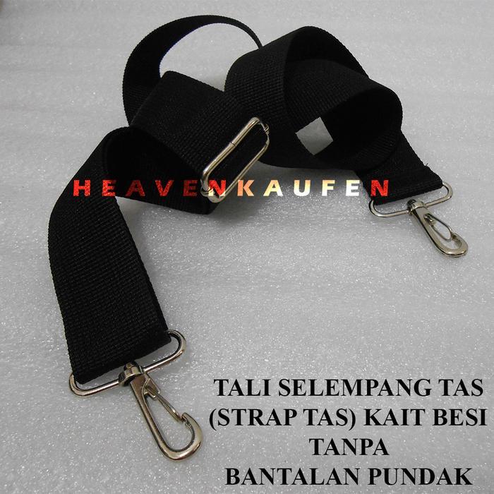 Tali Tas Tali Selempang Strap Tas Pria Lebar 3,8 cm Warna Hitam Lebar 3,8 cm Kait Besi Silver