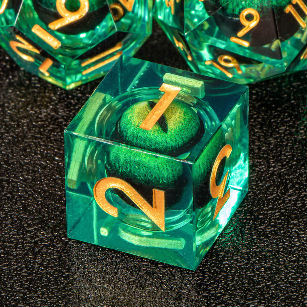 7pcs Dragon Eye D&D Dice Set DND, Sharp Edge Resin Liquid Core Dungeon and Dragon Dice, Role Playing