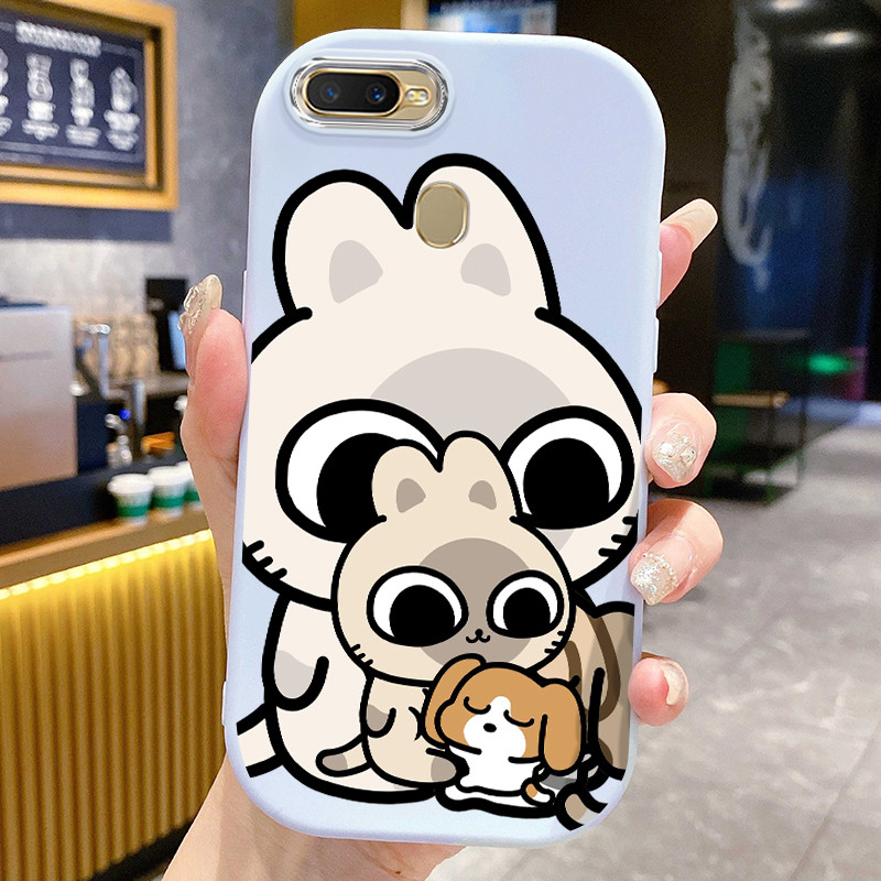 Casing Hp Untuk OPPO A7 A5s A12 A12s A11k Case Casing Menggambarkan Anjing Telinga Panjang pola Kera