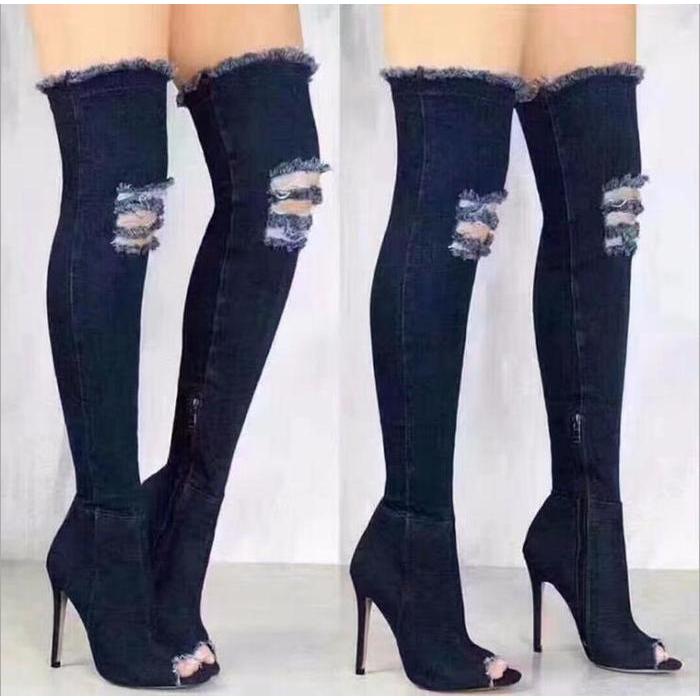New Boots Women Thigh High Boots 2021 Winter Women Boots High Heels Women Shoes Tassel Jean Boot