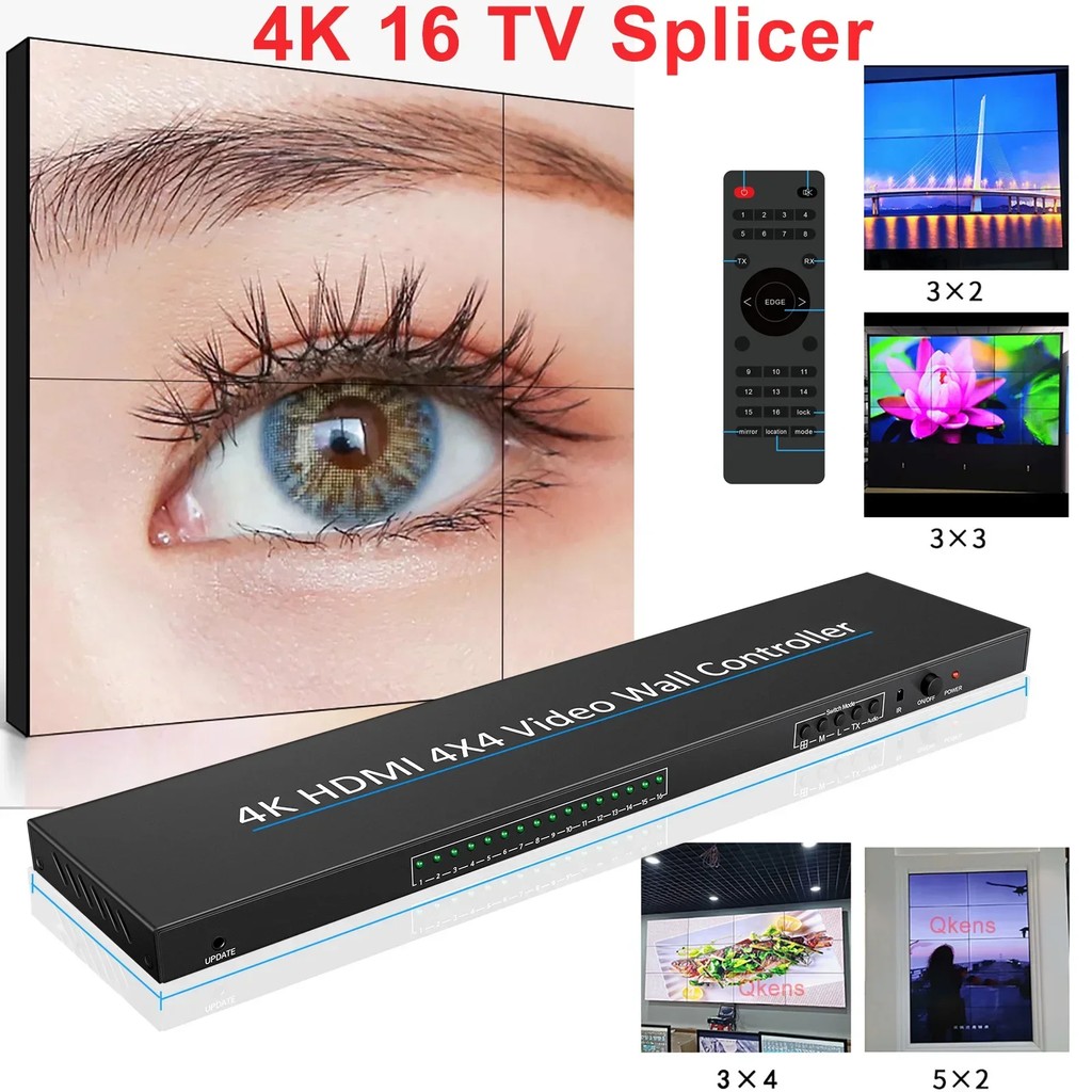 New 4K 4x4 HDMI Video Wall Controller 2 3 4 6 8 9 10 14 15 16 TV Wall Video Splicer 2x2 3x3 3x4 2x6 