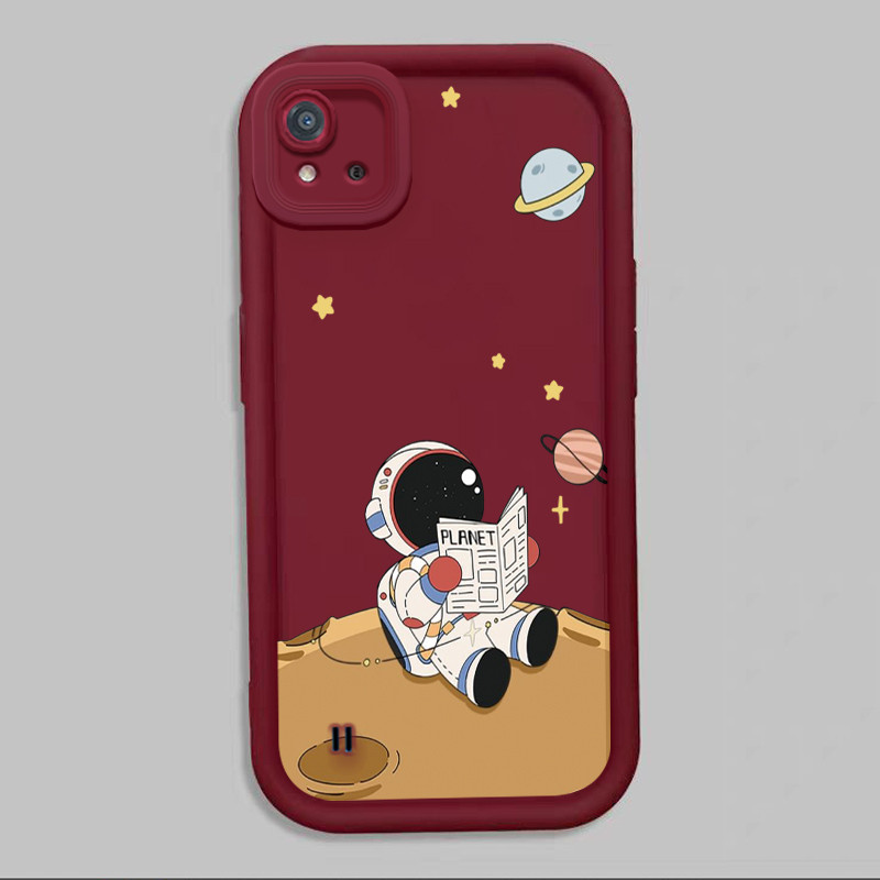 Casing Hp untuk Realme C20 C20A C11 2021 C11 2020 Case Astronot di bulan Kasing silikon Cesing Softc