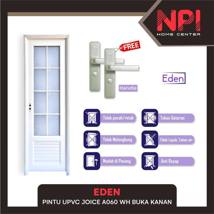 Eden - Pintu Kamar Mandi Wc Upvc Joice A060 A 060 WH Buka Kanan White