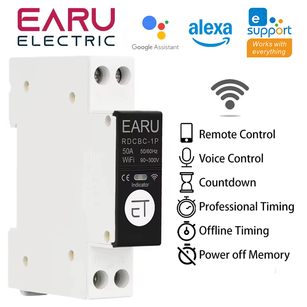 1P+N Din Rail WIFI Circuit Breaker Smart Timer Switch Relay Remote Control By eWeLink Smart Home