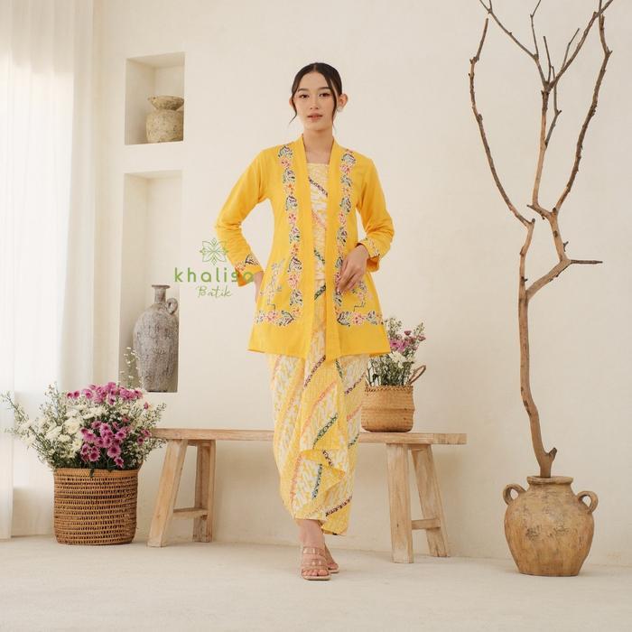 Kebaya Encim Batik Lengan Panjang Muslim By Khalisa Batik - Kuning