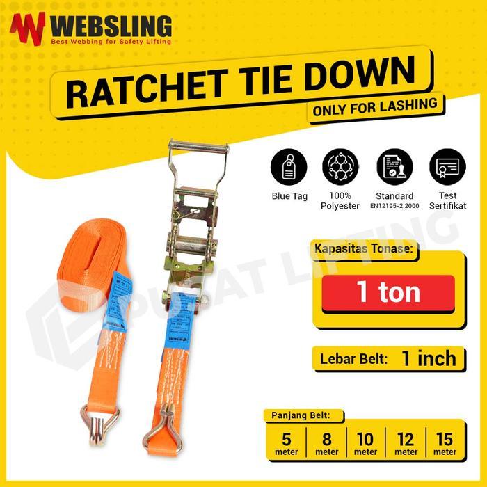 RATCHET TIE DOWN 1 INCH 1 TON TRACK BELT 5 8 10 12 15 METER WEBSLING