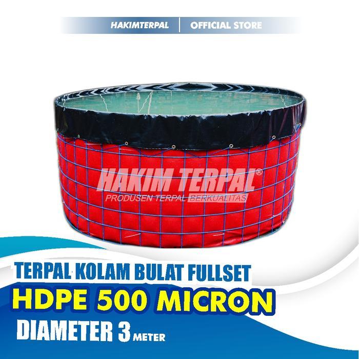 KOLAM BULAT HDPE 500 MICRON DIAMETER 3 METER FULLSET TINGGAL PASANG AWET 10 TAHUN - D3 HDPE 500 MICR