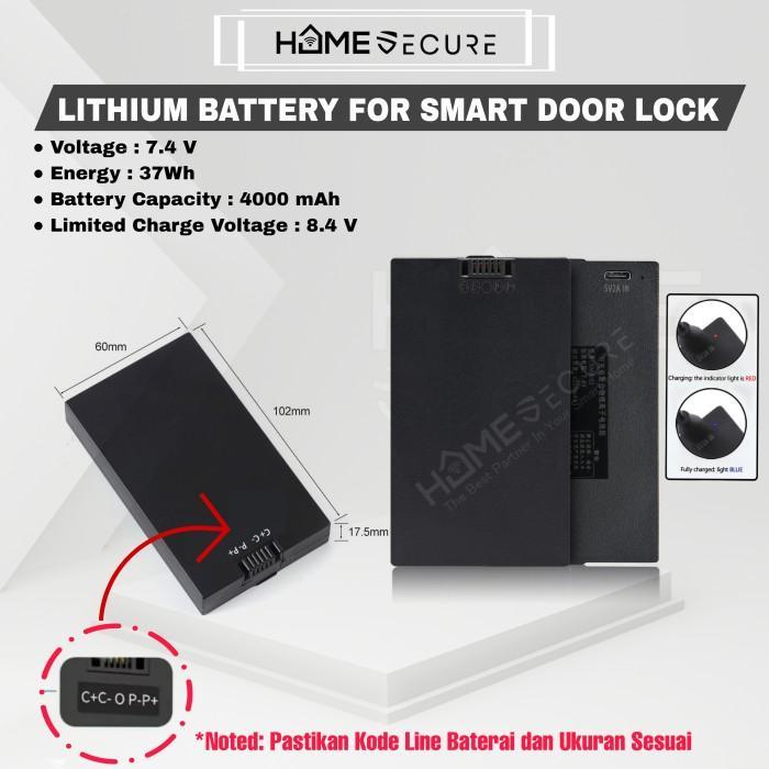 Smart Lock Lithium Battery / Baterai Smart Door Lock Kadonio Rechargeable / Baterai Smartlock Seyven