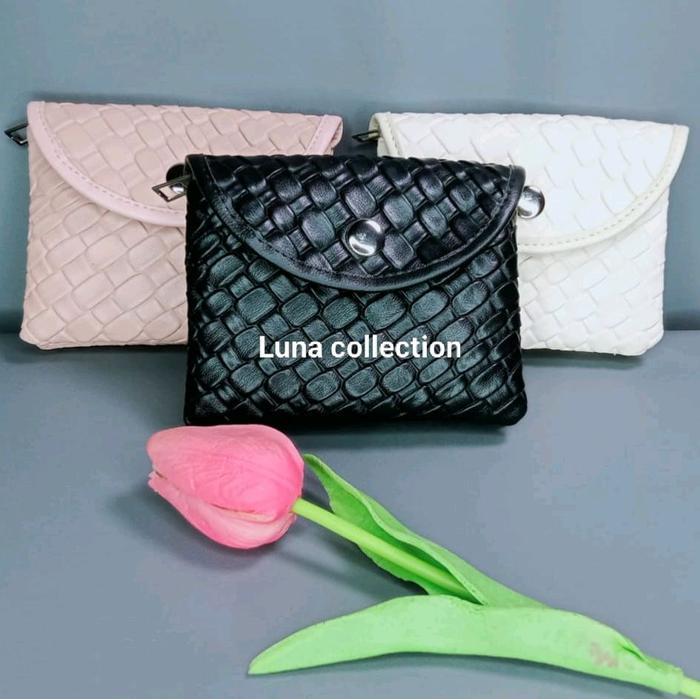 Dompet Clasik Mini Motif Anyam Wanita Kulit Kartu Uang