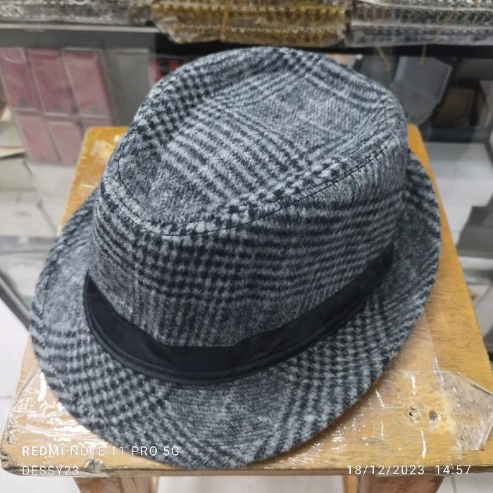 Topi Fedora Wol Corak Pria Wanita Dewasa Topi Import
