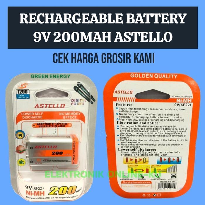RECHARGEABLE BATTERY KOTAK 9V 200MAH ASTELLO