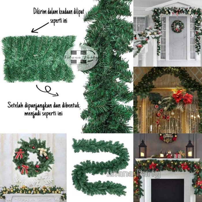 Terlaris Garland Natal PVC / Hiasan Dekorasi Christmas Garland Polos 2,7M SALE