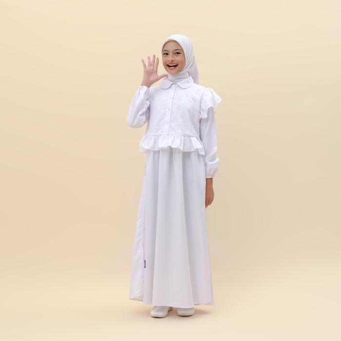 Applekidz Gamis Syari Manasik Anak Perempuan Remaja Tanggung Kalis Bordir Putih Bersih
