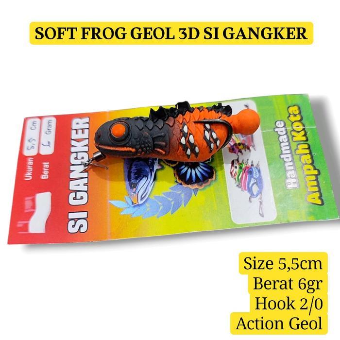 SOFT FROG GEOL 3D SI GANGKER. lure casting gabus. umpan casting gabus. sofrog