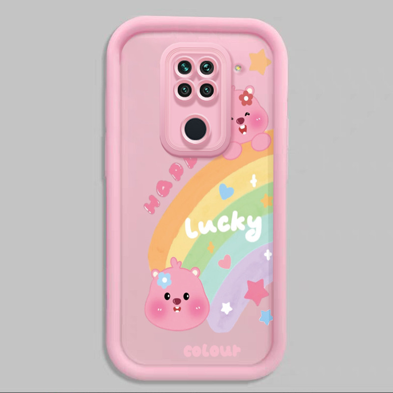 Casing Hp untuk Xiaomi Redmi Note 9 4G 10X Case Pelangi Bebek laut kecil kartun Kasing silikon Cesin