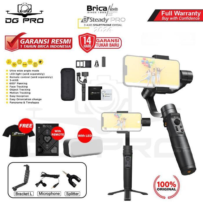 Brica B-Steady Pro Gimbal 3-Axis Stabilizer Bsteady Pro Garansi Resmi Pasti Ori