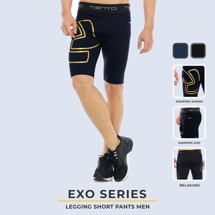 Tiento Short Pants EXO Black Gold Celana Pendek Legging Olahraga Pria