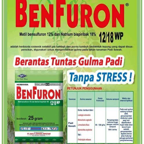 Benfuron 12/18 WP 25Gr herbisida selektif padi racun rumput sampai akar
