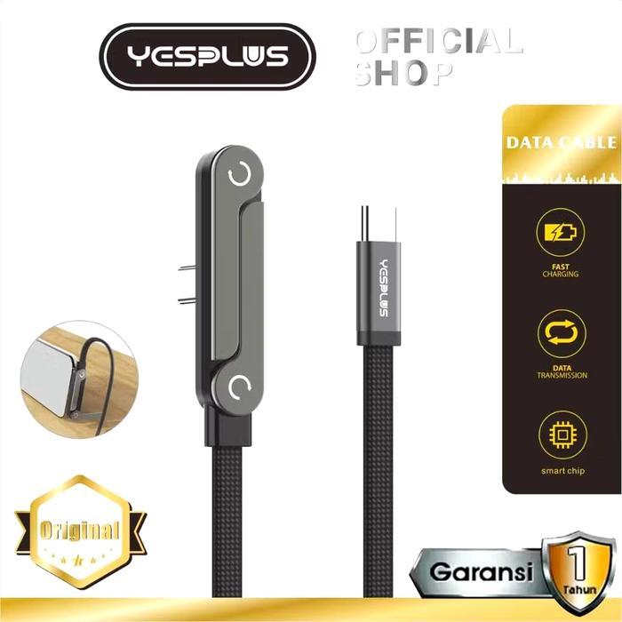 YESPLUS Kabel Data YS-889 250 Watt Type C to Type C PD Pengisian Daya Cepat Kabel Gaming Siku 90