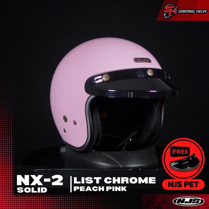 NJS NX-2 List Chrome Varian 2 - Helm Retro NJS Retro Helm Bogo NJS Bogo Bogo Polos NJS ORI SNI