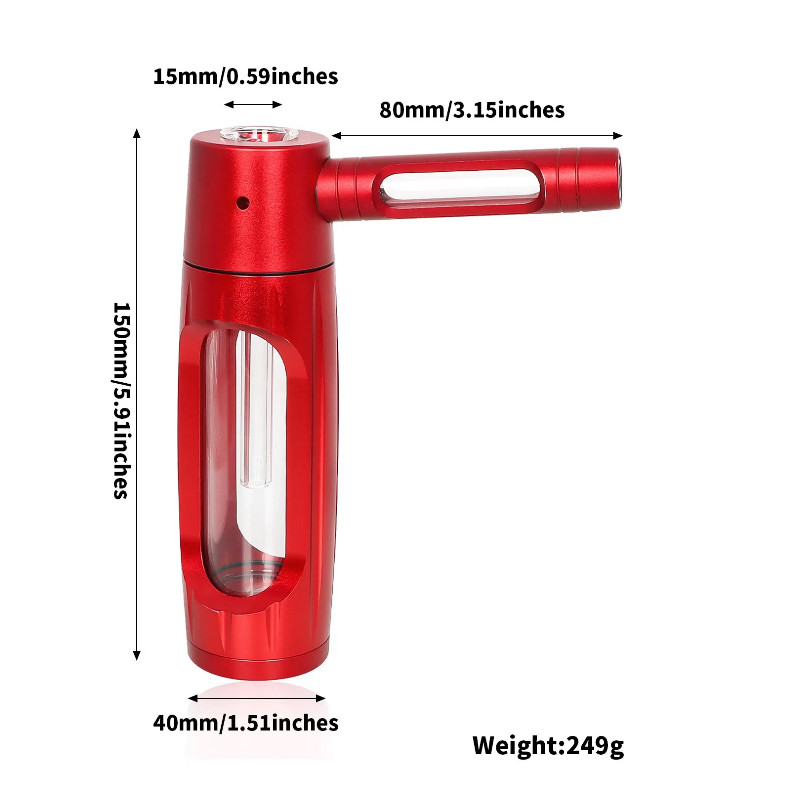 6 Metal Aluminum Glass Bubbler Water Pipe Mini Smoking Bottle Portable Hookah Shisha Tube Filter
