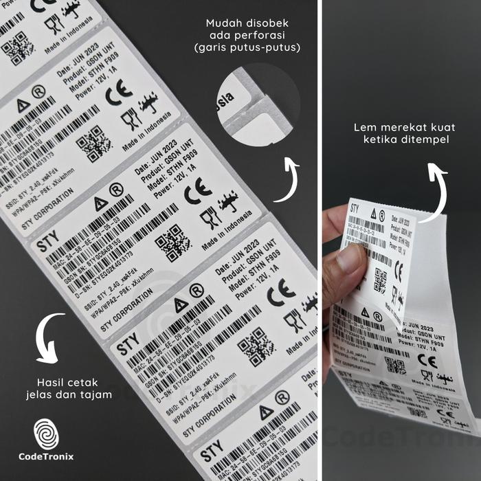 LABEL STIKER KERTAS THERMAL 75X45 DIRECT STICKER BARCODE ROLL 1 LINE 1000 PCS