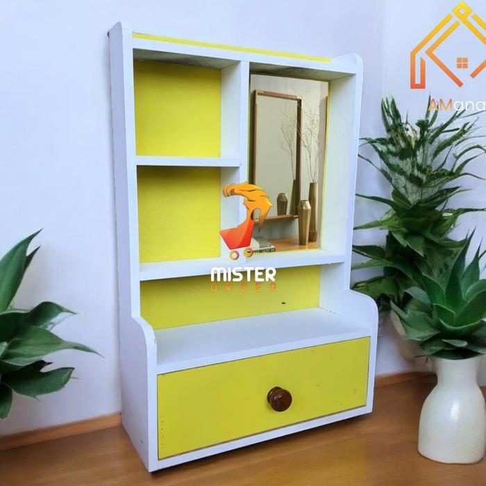 RAK KOSMETIK TOLET GANTUNG MINI / RAK HIAS KAYU BERKUALITAS FREE KACA