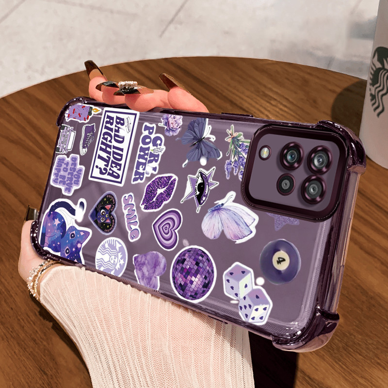 Casing Hp untuk Samsung A12 4G A12 5G M12 F12 Case Casing Sticker Kecil pola Cesing HP Kesing empat 