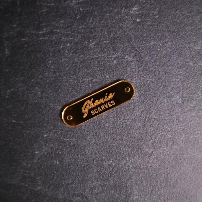 Bandul Hijab Label Plat Mirror Gold Akrilik 3.5 x 1 cm