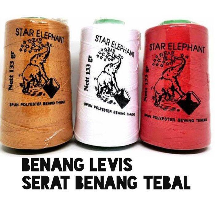 benang jahit levis tebal (serat tebal 20/3) untuk 1 biji / benang jeans / alat jahit / kebutuhan