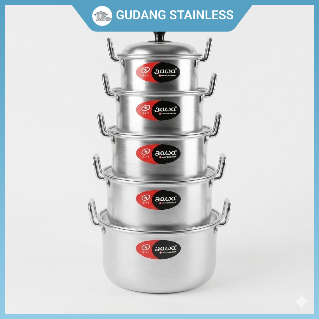 Panci Set Jawa Maspion 5 Pcs - Panci Stainless Style Anti Karat High Quality