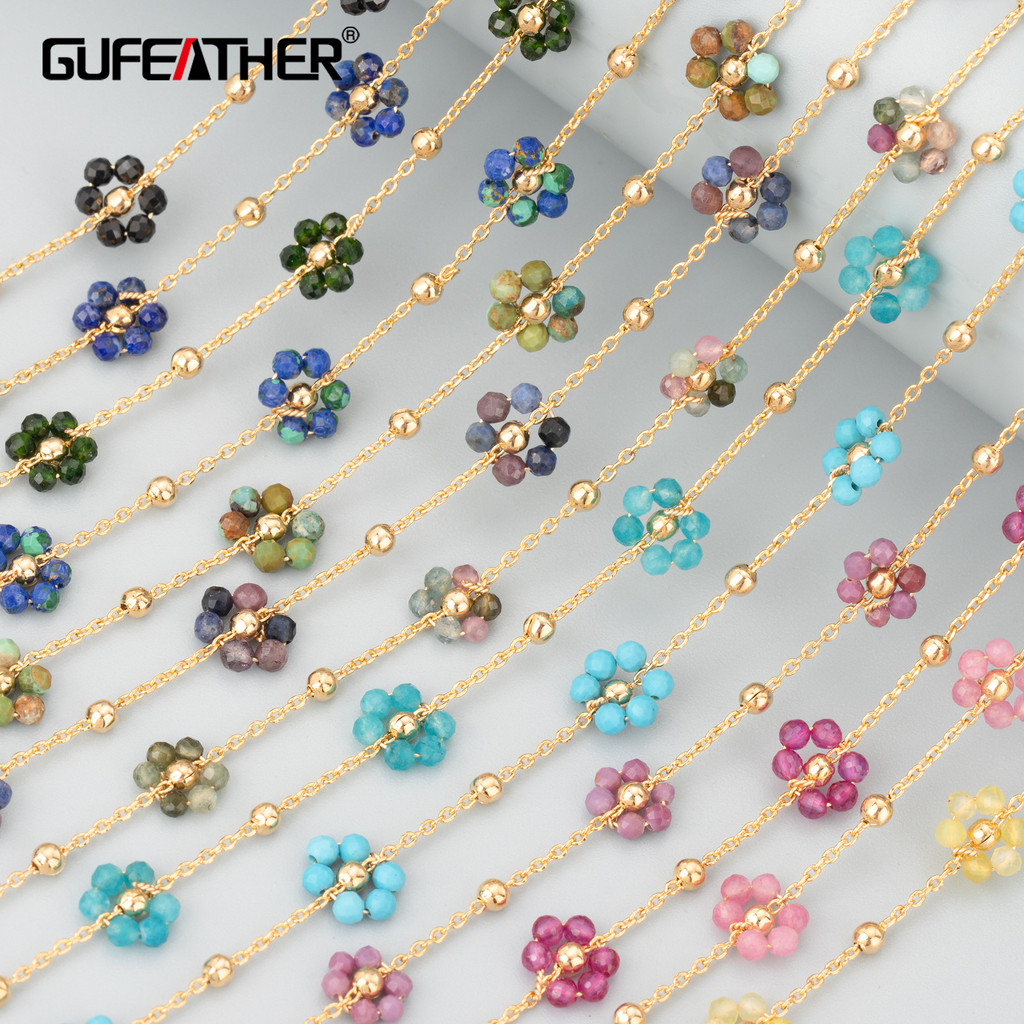 GUFEATHER C293,diy chain,18k gold plated,stainless steel,natural stone,hand made,jewelry making,diy