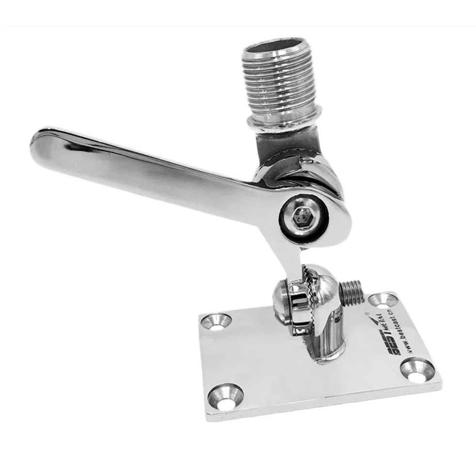PROMO Marine VHF Antenna Mounts, Adjustable Base VHF Antenna Mount for Boat, 316 Stainless Steel, In