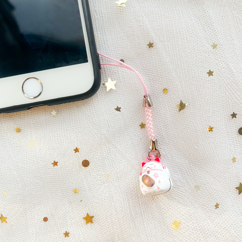 50 PCs metal copper lucky cat bell phone straps charm lanyards pendant phone accessories charm