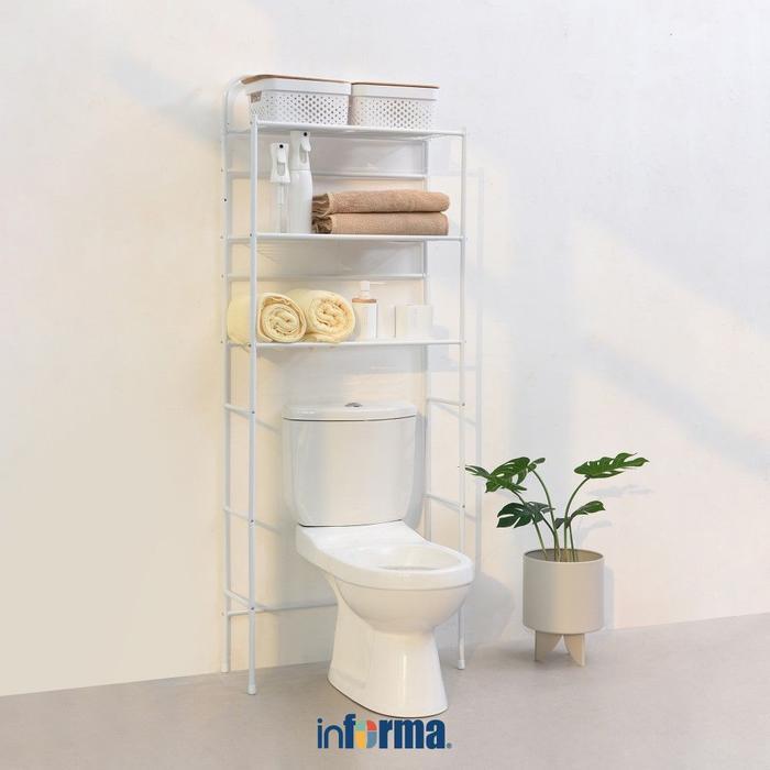 Informa Rak Besi Toilet Serbaguna 3 Tingkat - Putih Penyimpanan Kamar Mandi Organizer Toilet Rak
