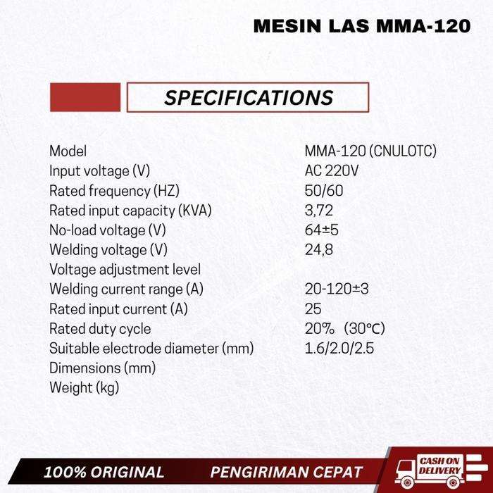 Cnulotc Mesin Las Mma-120 Alat Las Besi Mini 450W Travo Las