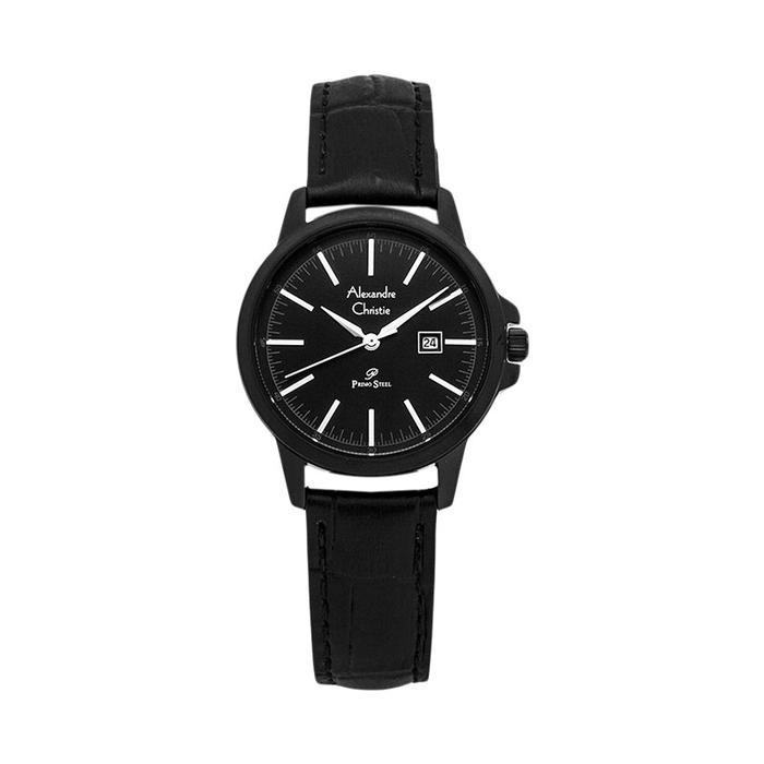 Jam Tangan Wanita Alexandre Christie AC 1008 LD LIPBA ACF-1008 AC 1008 AC1008 Black Leather Strap