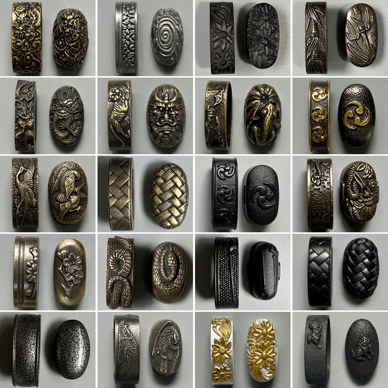 Katana Kashira Fuchi Metal Accessories for Japanese Samurai Sword Tsuka Zinc Alloy Fittings Multiple
